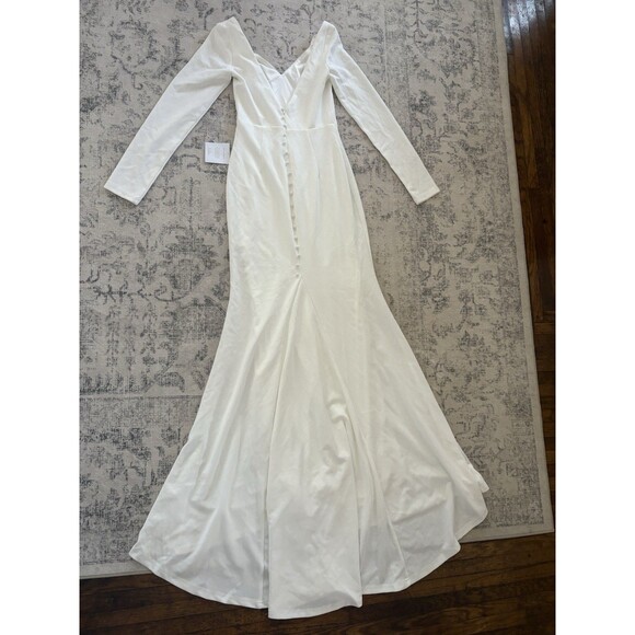 Lulus Feeling of Forever White Long Sleeve Mermaid Maxi Dress Size Large Bridal - Picture 3 of 9